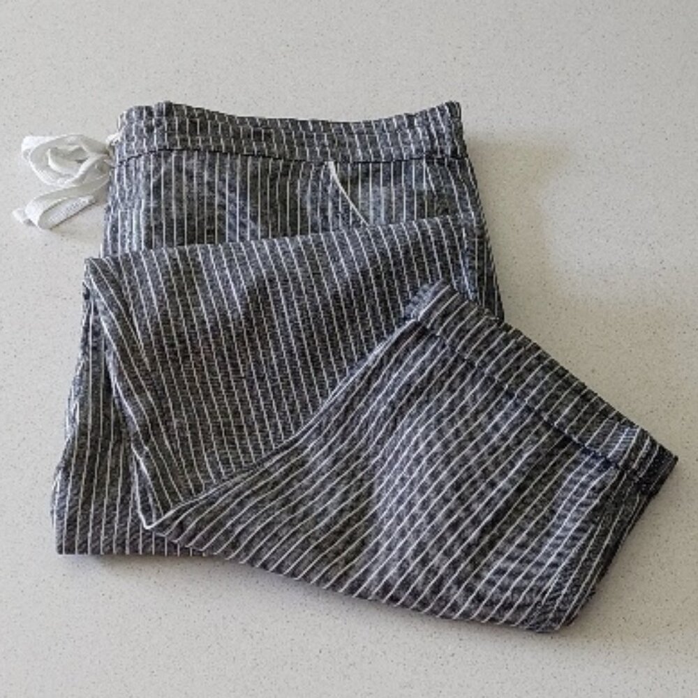 Kiss & Cry Resortwear Black & White Thin Striped Tie Waist Pants Womens Size L